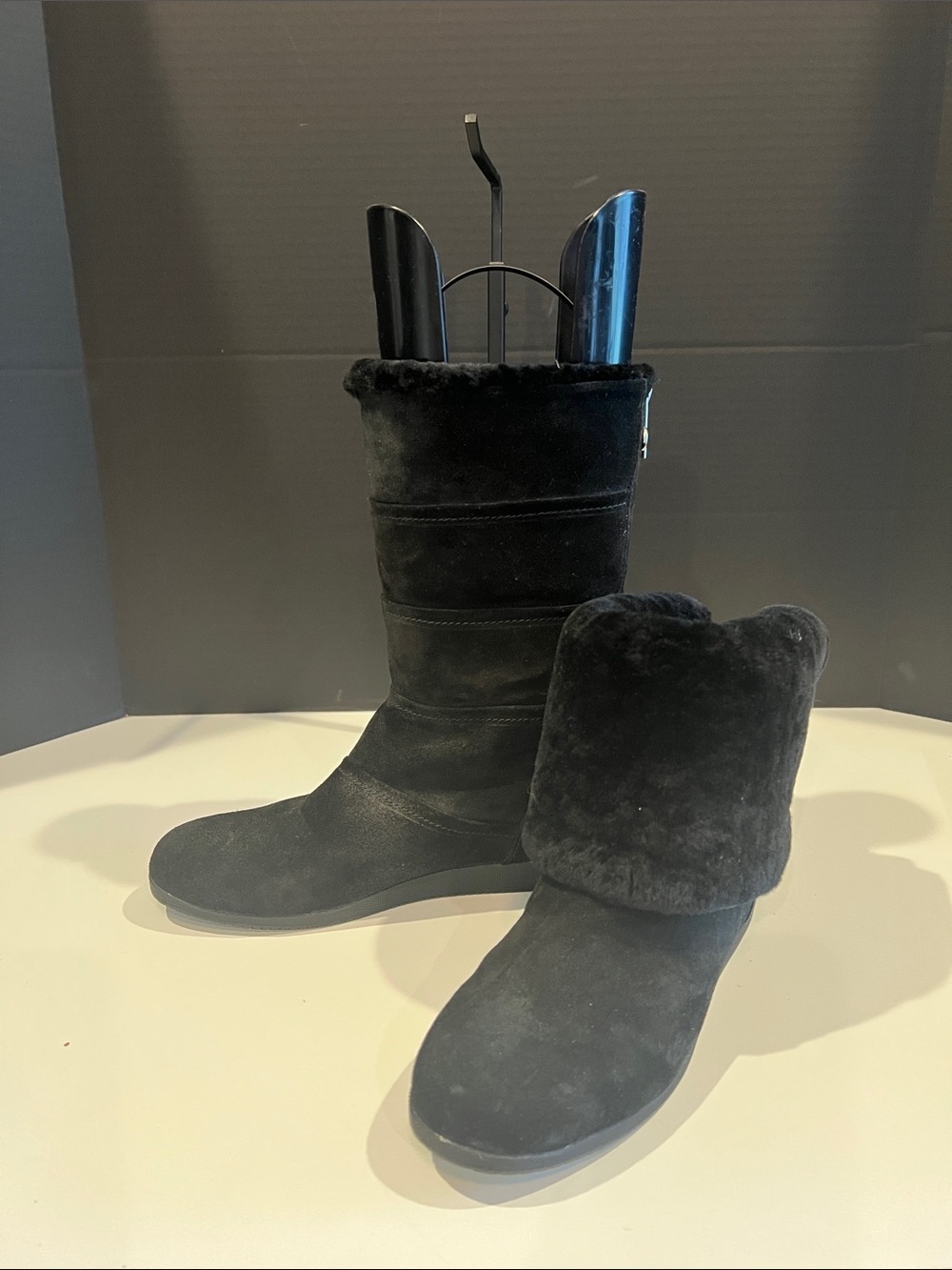 Michael Kors Black Suede Shearling Lined Winter Boots